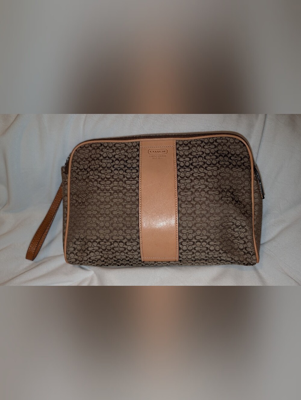 Coach Signature Canvas Travel Bag Brown Tan GUC